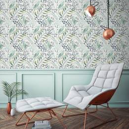 Papel pintado adhesivo floral con hojas de olivo