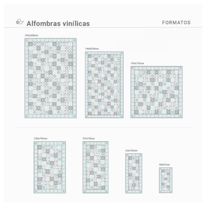 Alfombra vinílica de mosaicos hidráulicos con marco
