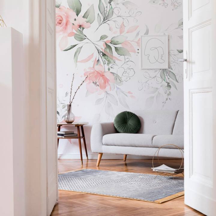 Mural de flores románticas para decorar tu dormitorio