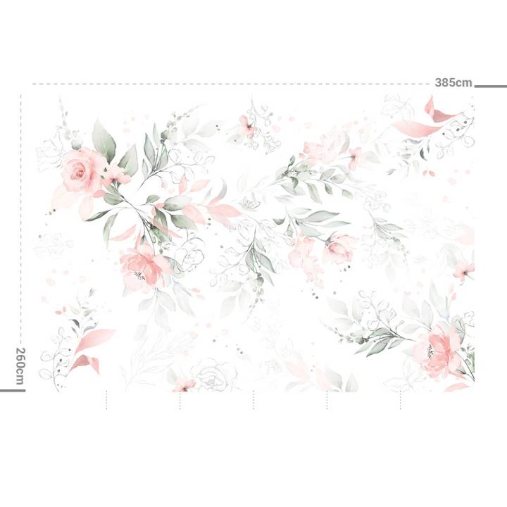 Mural de flores románticas para decorar tu dormitorio