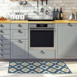 Alfombra de pasillo o cocina diseño hidráulico geométrico con rombos
