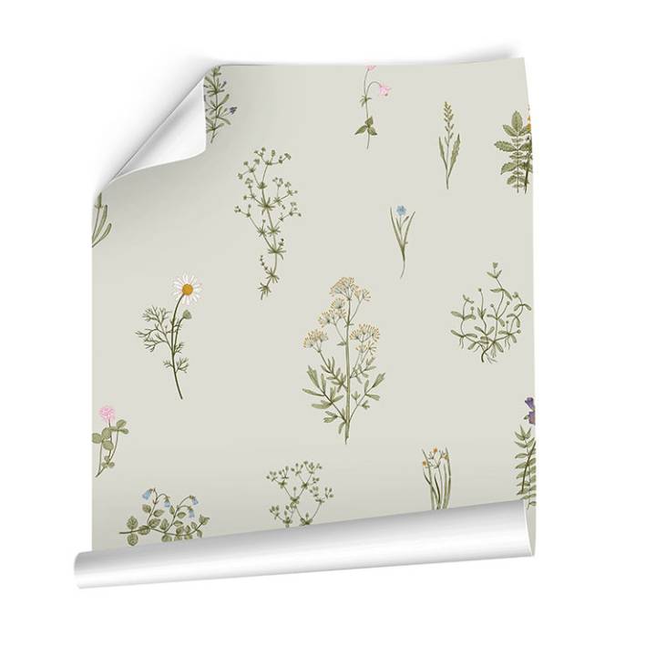 Papel decorativo pared botánico de FLORES Silvestres y aromáticas