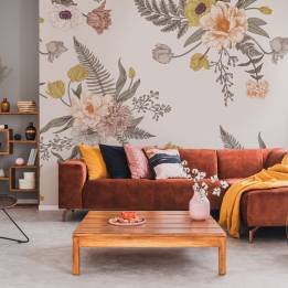 Mural decorativo de rosas y flores