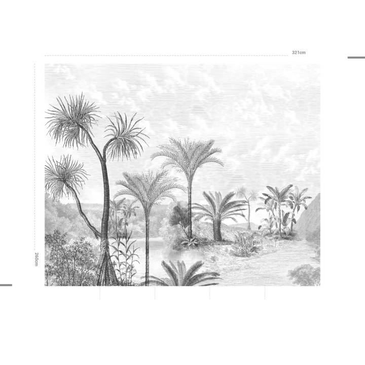 Mural jungla blanco y negro