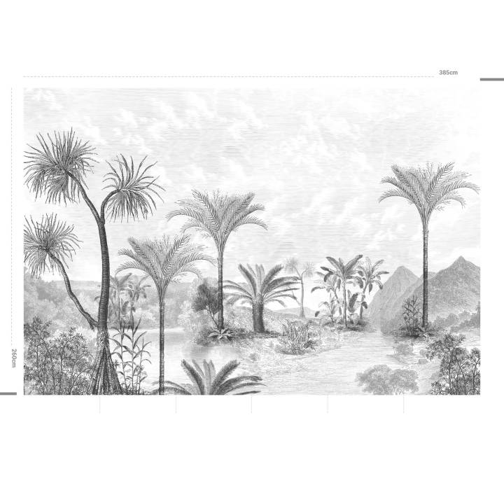 Mural jungla blanco y negro