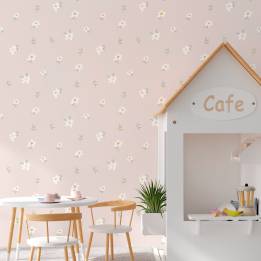 Papel decorativo infantil de pared margaritas