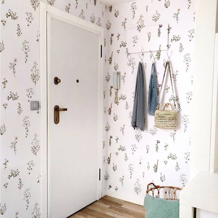Papel decorativo pared botánico de FLORES Silvestres y aromáticas