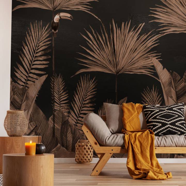 Mural decorativo TROPICAL en fondo negro