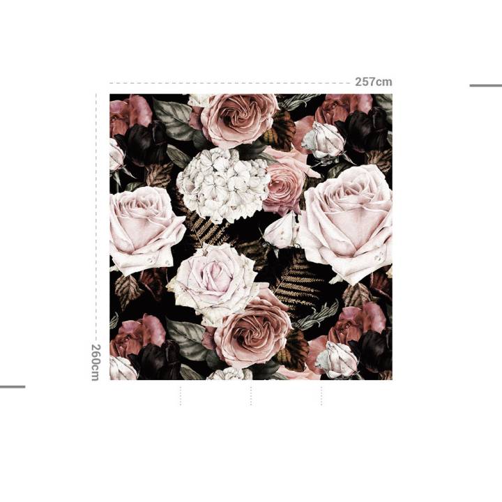 Mural de pared autoadhesivo rosas en fondo negro
